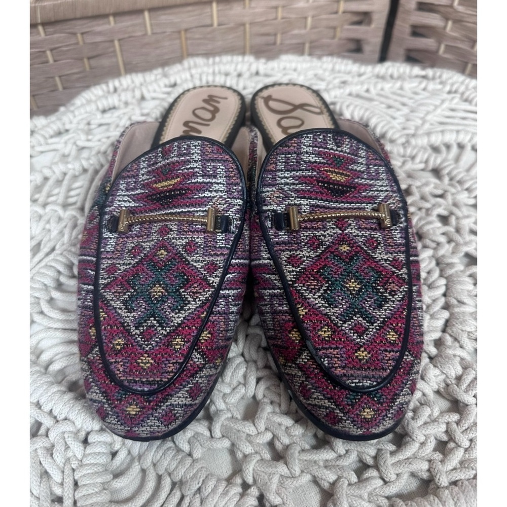 Sam Edelman Southwest-Style Laurna Aztec Tweed Horsebit Loafer Mules - Size 7